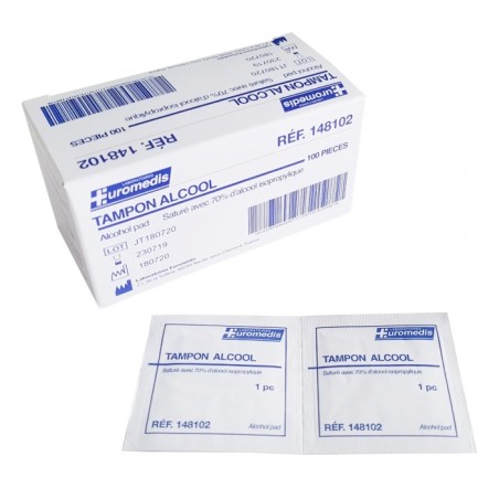 TAMPON ALCOOL EUROMEDIS 6X3CM BTE 100