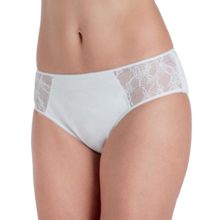 CULOTTE MIDI INTRAVERSABLE EMPIECE DENTELLE BLANC